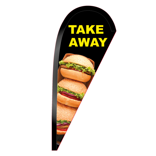 Beachflag &quot;Take-away&quot; (1), stampata, 762 x 2020 mm