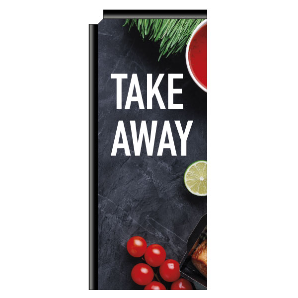 Beachflag &quot;Take-away&quot; (3), stampata, 761 x 1821 mm