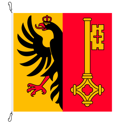 Fahne, Kanton eingesetzt Genf, 100 x 100 cm