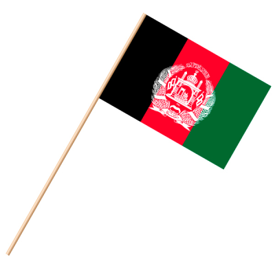 Fahne, an Holzstab 90 cm lang Afghanistan, 25 x 35 cm