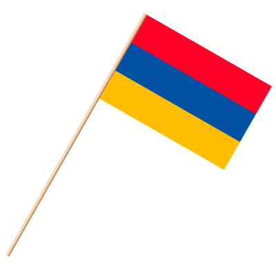 Fahne, an Holzstab 90 cm lang Armenien, 25 x 35 cm