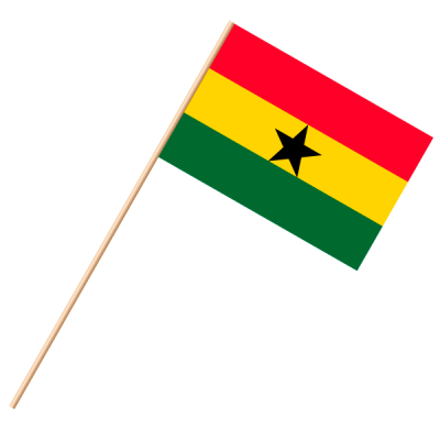 Fahne, an Holzstab 90 cm lang Ghana, 25 x 35 cm