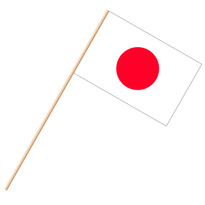Fahne, an Holzstab 90 cm lang Japan, 25 x 35 cm