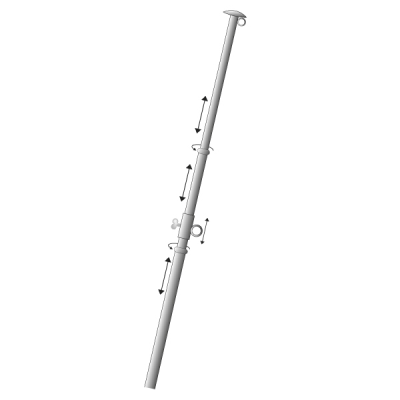 Teleskopfahnenstange, ausziehbar 3-teilig bis 300 cm lang, aus Aluminium