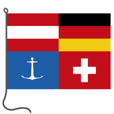 Fahne, Bootsfahne, DS Bodensee-Dreil&#228;nderfahne, 72 x 100 cm