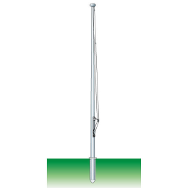 Einteiliger Fahnenmast, durchgehend konisch aus Aluminium eloxiert, 6m lang, Ø 70/40 mm, solide Hissvorrichtung