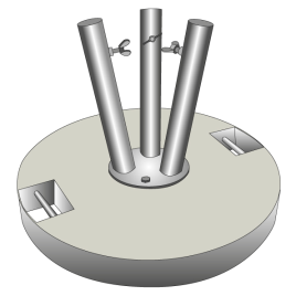 Betonsockel für Fahnenstangen grau 40 kg für 3 Stangen Ø 40-45 mm