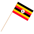 Fahne, an Holzstab 90 cm lang Uganda, 25 x 35 cm