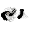 Spitzenquaste zweifarbig, schwarz/weiss, klein f&#252;r Standarten, Stange &#216; 22 mm