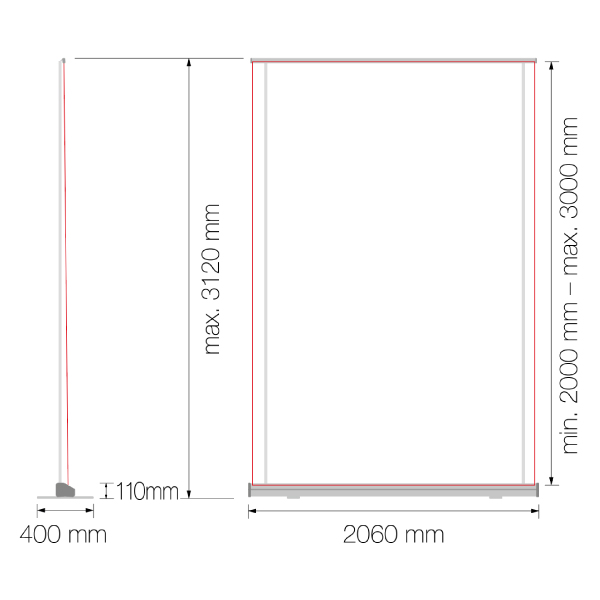 Rollup Monster, System (B/H/T) 2060 x 3120 x 400 mm