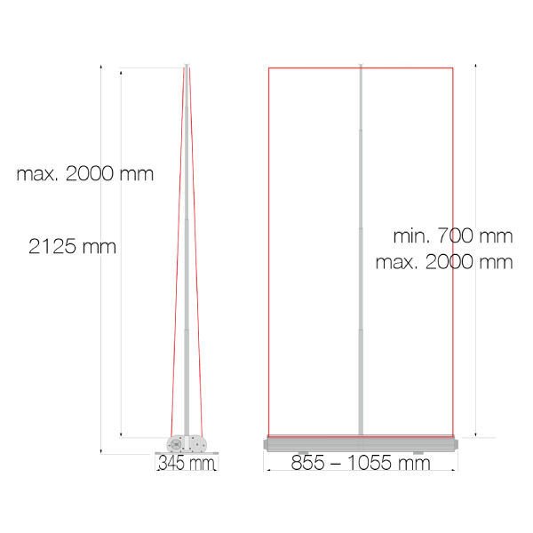 Rollup Profi single 60 System (B/H/T) 650 x 2480 x 355 mm